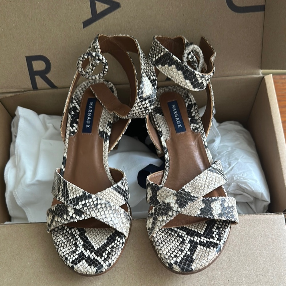 Margaux City Sandal Embossed Python Size 37.5W